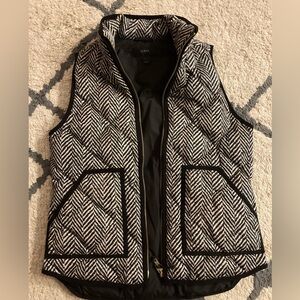 J Crew black and white chevron vest